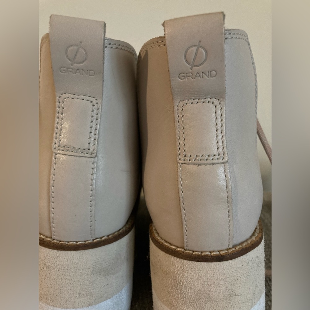 Cole Haan Cream Tan Lace Up Boots with Moc-Toe - Picture 4 of 9